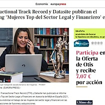 Transactional Track Record y Datasite publican el ranking Mujeres Top del Sector Legal y Financiero en 2021